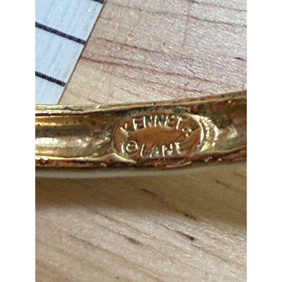 Kenneth Lane Gold & Ivory Hoop Earrings 2" Diameter Elegant Design Womens - Picture 2 of 15